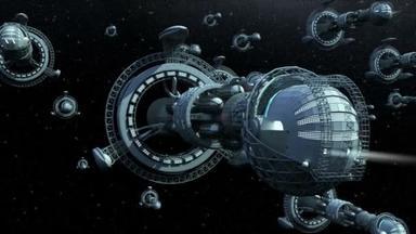 外星人宇宙飞船舰队接近地球, 为未来, 幻想或星际深太空旅行背景.